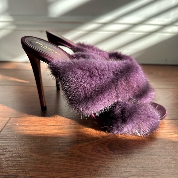 Aquazzura sandals/mule with high heels and mink fur size 37. W/ Box + dust bag - Picture 14 of 16